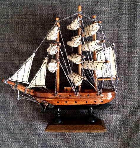 Wooden sailboat model. Vintage. 3 Mast. Handmade! Wonderful Nautical Treasure. **** FREE ...