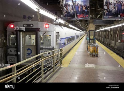 mta metro-north railroad train at underground platform at grand central ...