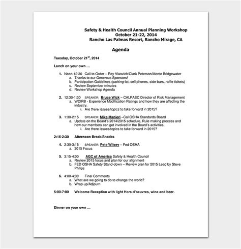 Workshop Agenda Template - 20+ Docs (in Word & PDF Format)