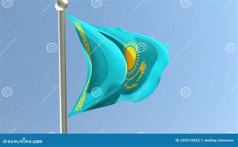 Kazakh Flag Waving in the Wind. Stock Footage - Video of kazakh, colors ...