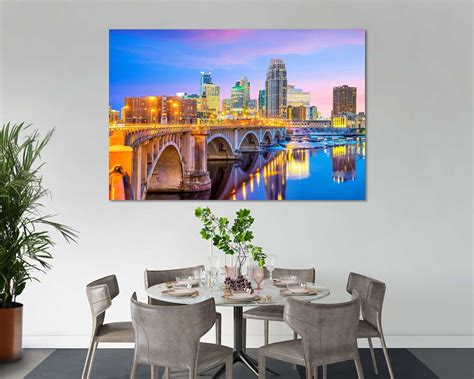 Modern Minneapolis Skyline Canvas Print, Minneapolis Living Room Wall ...