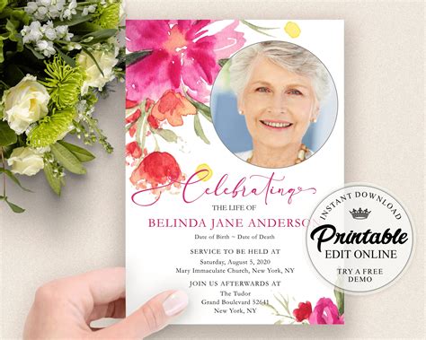 Funeral Announcement Card Template Printable Funeral - vrogue.co