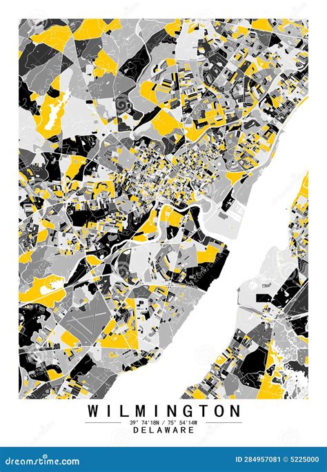 Wilmington Delaware USA Creative Color Block City Map Decor Serie Stock Illustration ...