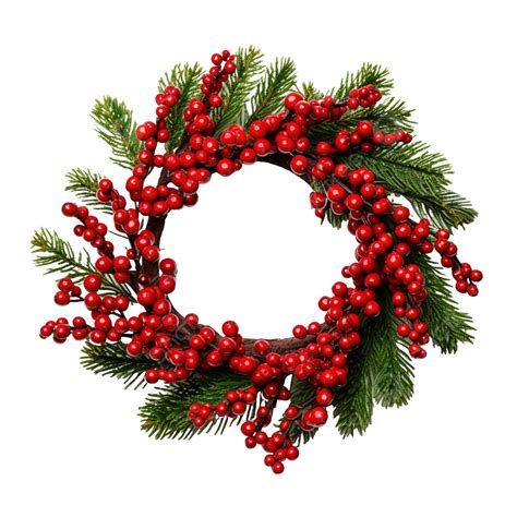 Christmas Wreath Of Pine Branches Decorated With Berries, Winter Party ...