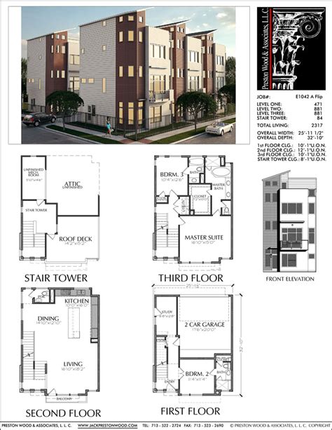 Urban Townhome Floor Plans, Town House Development, Row House Construc – Preston Wood & Associates