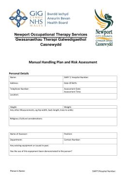 Manual handling risk assessment form