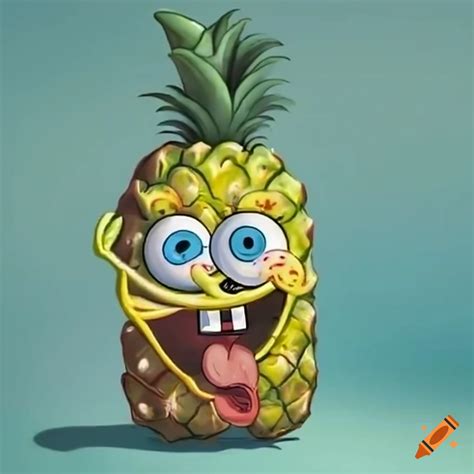 Spongebob eating a pineapple on Craiyon