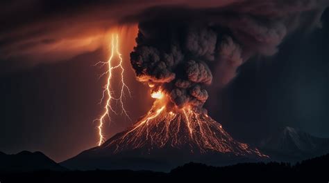 Download Erupting Volcano, Lightning, Storm. Royalty-Free Stock ...