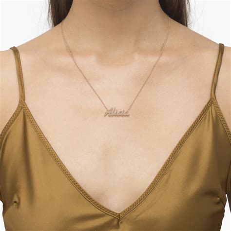 Personalized Diamond Name Pendant Necklace 14k Rose Gold - AZ6195