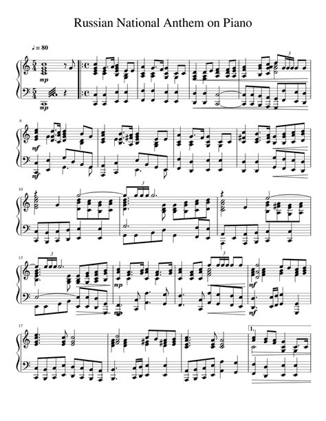 Russian National Anthem on Piano Sheet music for Piano | Download free in PDF or MIDI ...