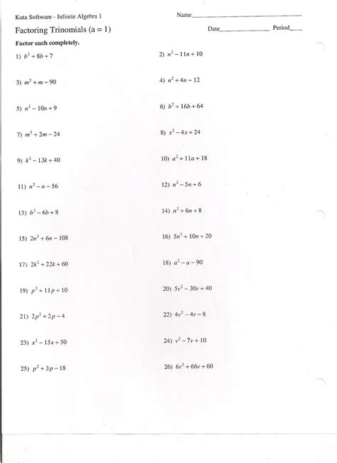 Factoring Trinomials Worksheet Answers Easy Factoring Trinomials ...