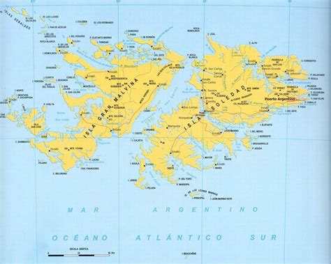 Large detailed map of Falkland islands with cities. Falkland Islands large detailed map with ...