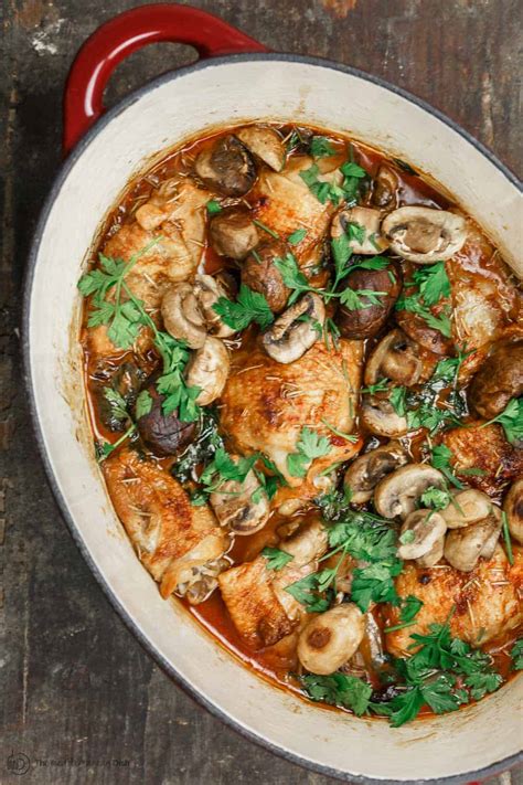 Wine-Braised Chicken Thighs with Shallots and Mushrooms (Video)