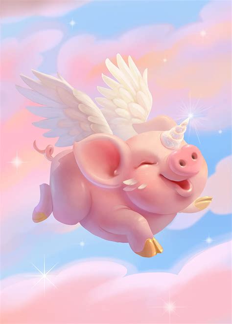 Flying pigs art, Pig illustration, Flying pig drawing HD phone ...