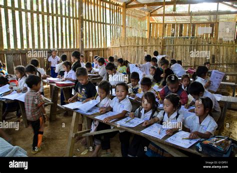 An elementary classroom in a local school in northern Laos Stock Photo ...