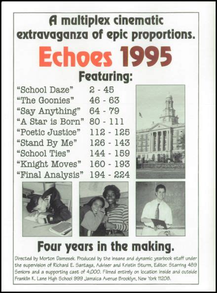 Explore 1995 Franklin K. Lane High School Yearbook, Brooklyn NY ...