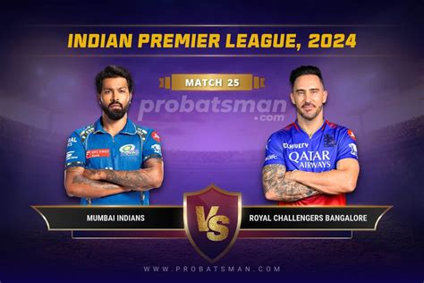 MI vs RCB Dream11 Prediction With Stats, Pitch Report & Player Record of IPL, 2024 For Match 25 ...