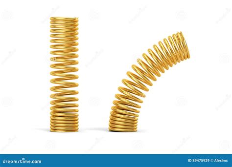 Golden Helical Coil Springs, 3D Rendering Stock Illustration ...