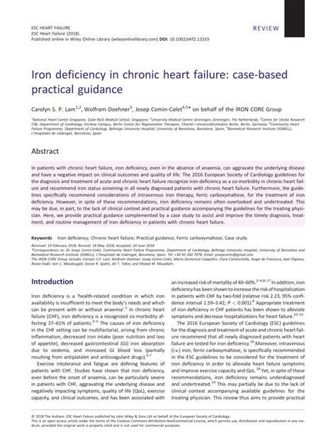 (PDF) Iron deficiency in chronic heart failure: case-based practical ...