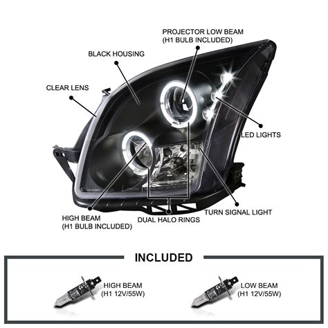 Fit 2006-2009 Ford Fusion Replacement Black LED Halo Projector ...