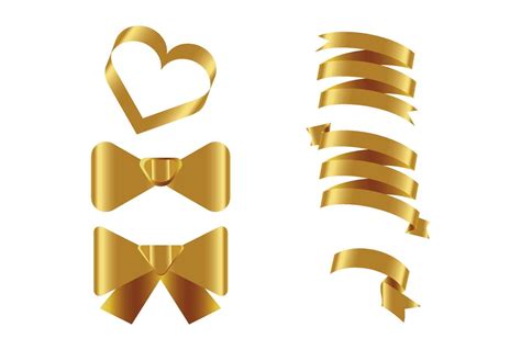 Gold glossy ribbon vector banners set. Ribbons collection. Vector ...