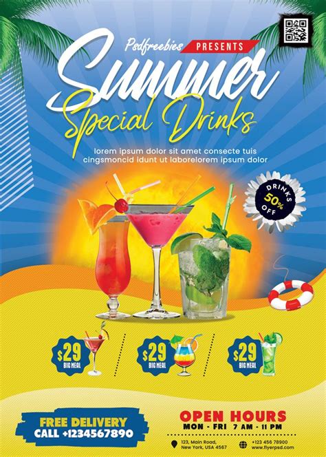 Summer Drinks Menu Cover Design PSD | PSDFreebies.com