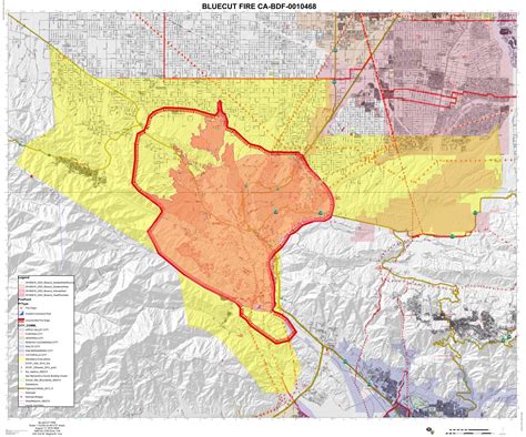 Map: Areas burned by Blue Cut fire in San Bernardino County, Calif ...