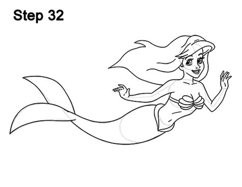 How to Draw Ariel from The Little Mermaid (Full Body)