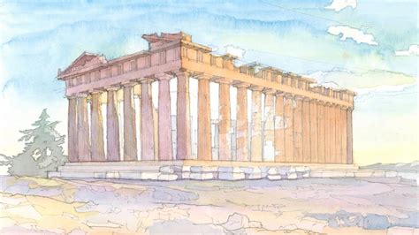 Monuments in Watercolor Ep # 03 Parthenon at Athenian Acropolis Greece ...