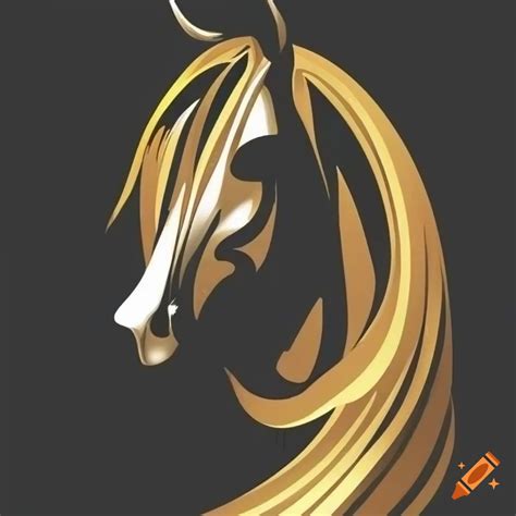 Black and gold arabian horse head logo