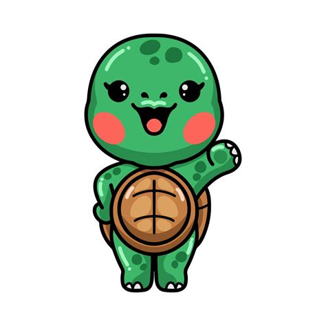 Cute baby turtle cartoon waving hand 9876825 Vector Art at Vecteezy