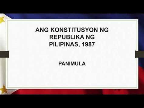 1987 Philippines Constitution - Preamble (Tagalog Version) - YouTube