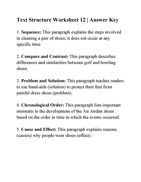 Text Structure Worksheet 12 | Reading Activity