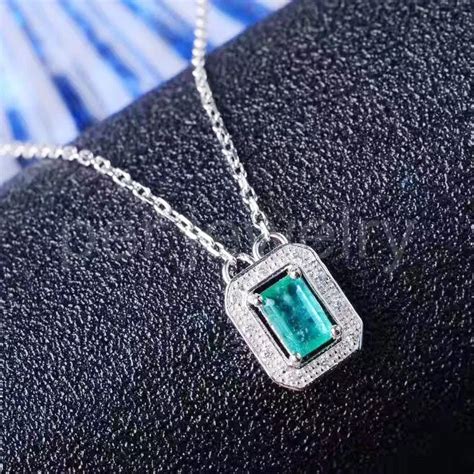 Natural emerald necklace with pendant 925 sterling silver Natural real ...