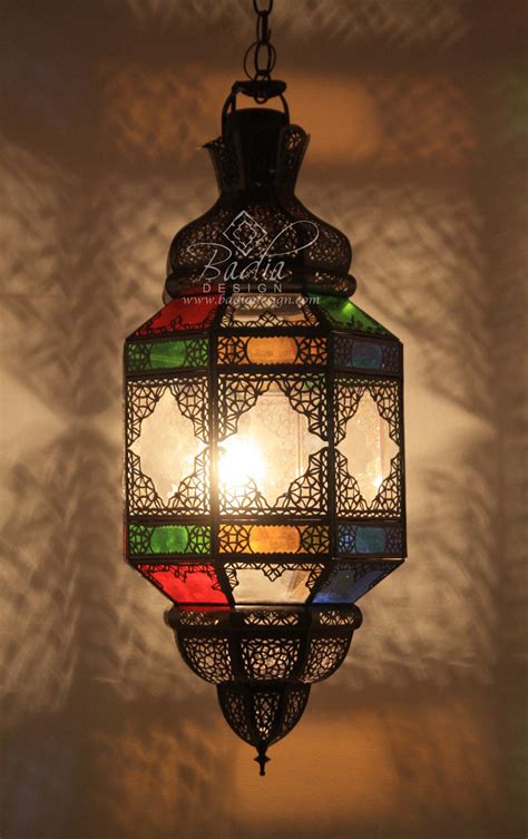 Moroccan Party Lighting and Moroccan Hanging Multi Color Glass Lantern from Badia Design Inc.