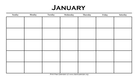 Printable January Calendars – Blank Calendar