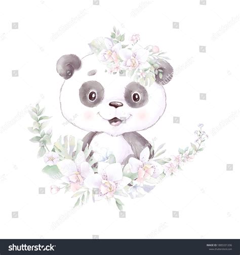 Panda Watercolor Illustration Isolated On White Stock Illustration ...