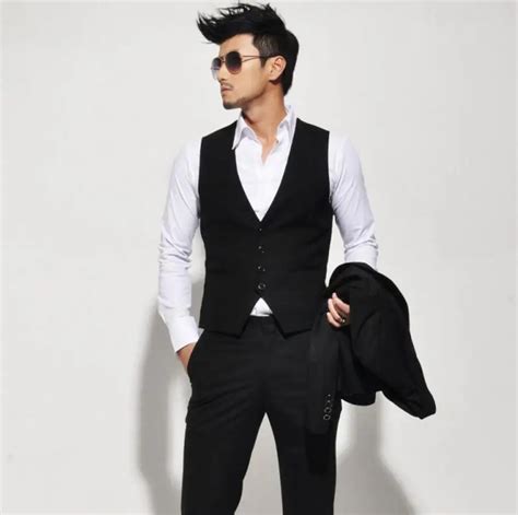 High quality men vest custom fashion style men's suit vest formal wedding the groom's best man ...