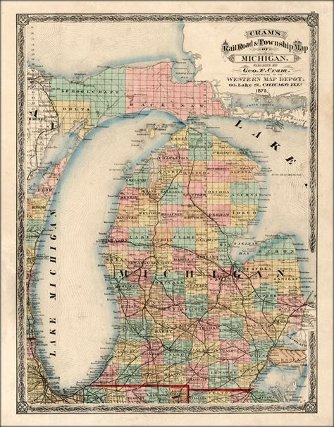 Barry Lawrence Ruderman Antique Maps Inc. | Map of michigan, Michigan, Antique maps