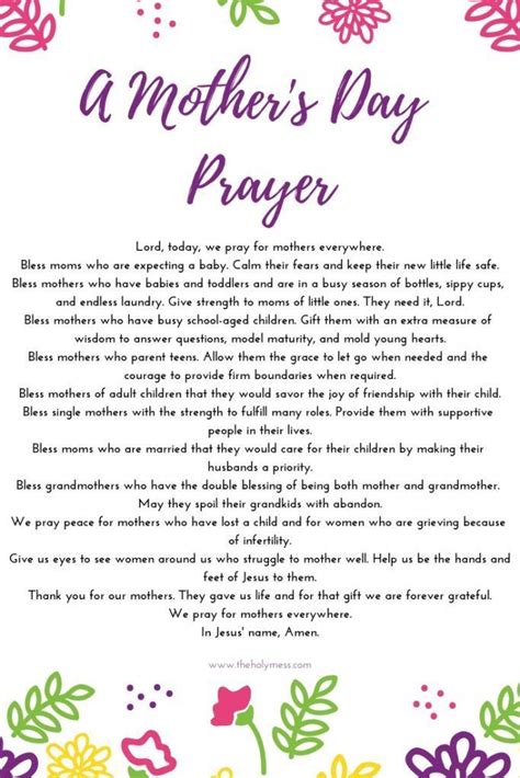 A Mother’s Day Prayer | Mother's day prayer, Mothers day poems, Prayer for mothers