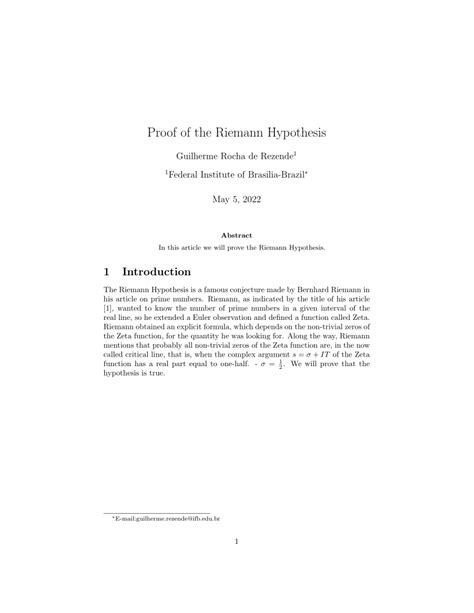 (PDF) Proof of the Riemann Hypothesis