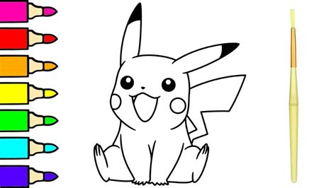 Cute Pikachu Coloring & Painting Pages Pokémon Drawing For Kids And Babies - YouTube