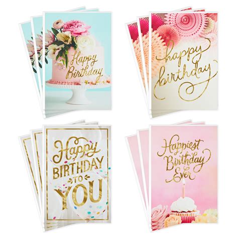 Hallmark Birthday Cards Assortment, Balloons, Cake, Flowers (12 Cards ...