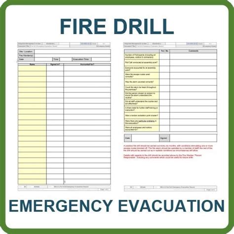 Emergency Evacuation Drill Log Printable