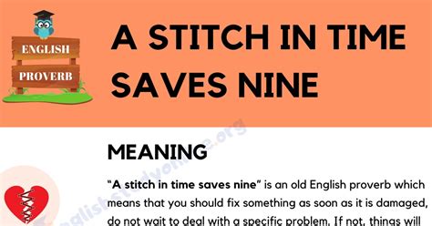 A Stitch in Time Saves Nine: Definition, Useful Examples & Synonyms ...