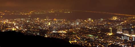 Night View of the Penang Hill, Malaysia. Stock Photo - Image of ...