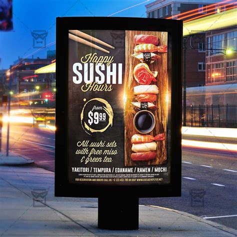 Sushi Happy Hours - Food A5 Flyer Template | ExclsiveFlyer | Free and Premium PSD Templates