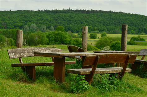 Free Images : nature, grass, sky, wood, bench, field, meadow, hill ...