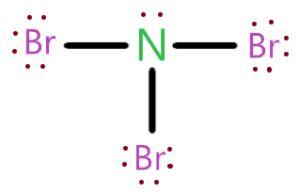 NBr3 lewis structure, molecular geometry, bond angle, polarity, electrons