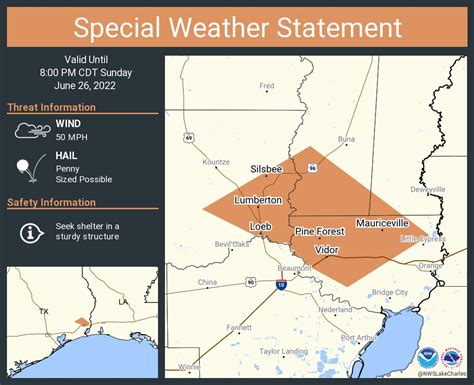 NWS Lake Charles on Twitter: "A special weather statement has been issued for Lumberton TX ...